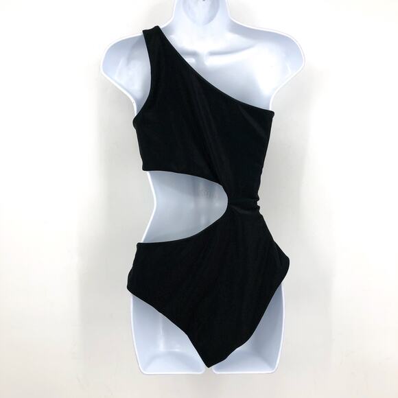 BEACH RIOT Celine Cutout One-Shoulder One-Piece Swimsuit Medium Black NWT - Picture 6 of 12